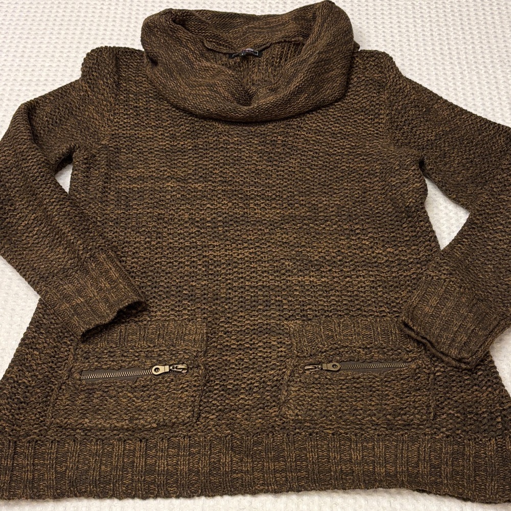 Cozy Brown Cowl Neck Women's Sweater Size Large